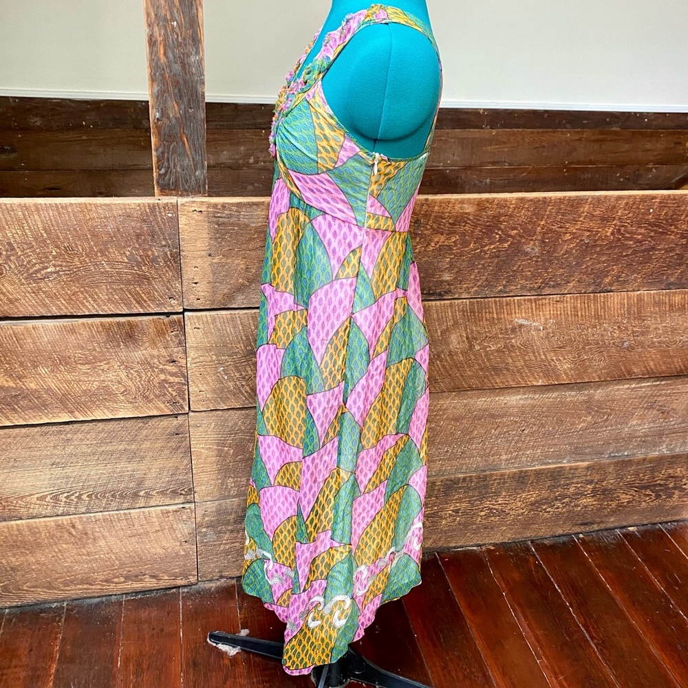 Parameter Fairytale Peacock Patchwork Silk Dress - image 3